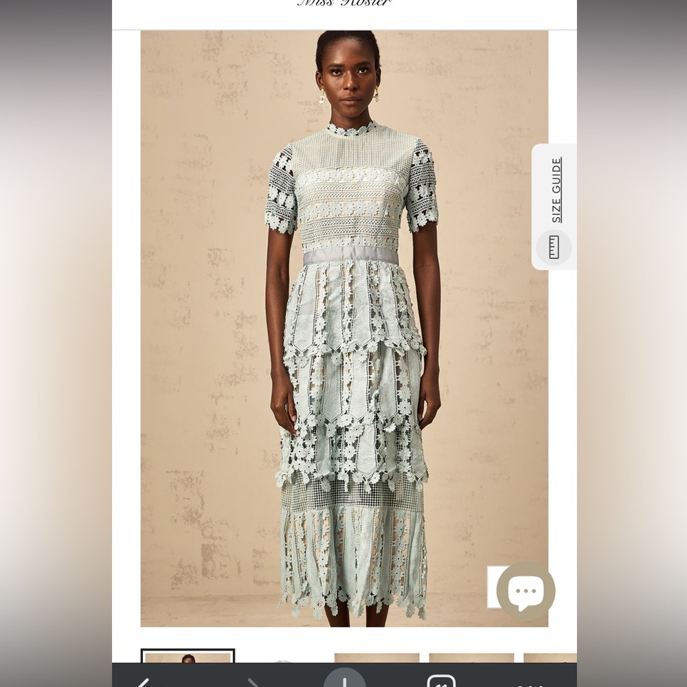 Elegant Lace Midi Dress in Light Blue - Picture 2 of 10
